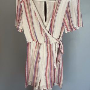 Shorts romper in pastel stripes